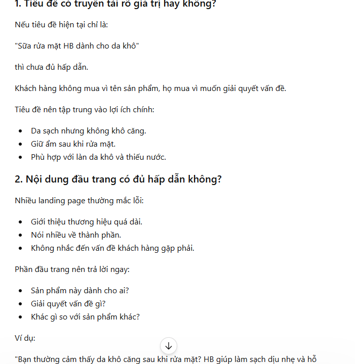 Cải thiện landing page cho sản phẩm