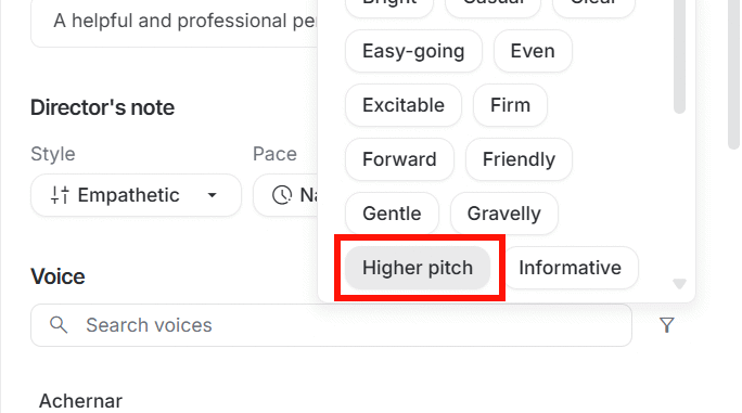 Lọc giọng đọc trên Google AI Studio