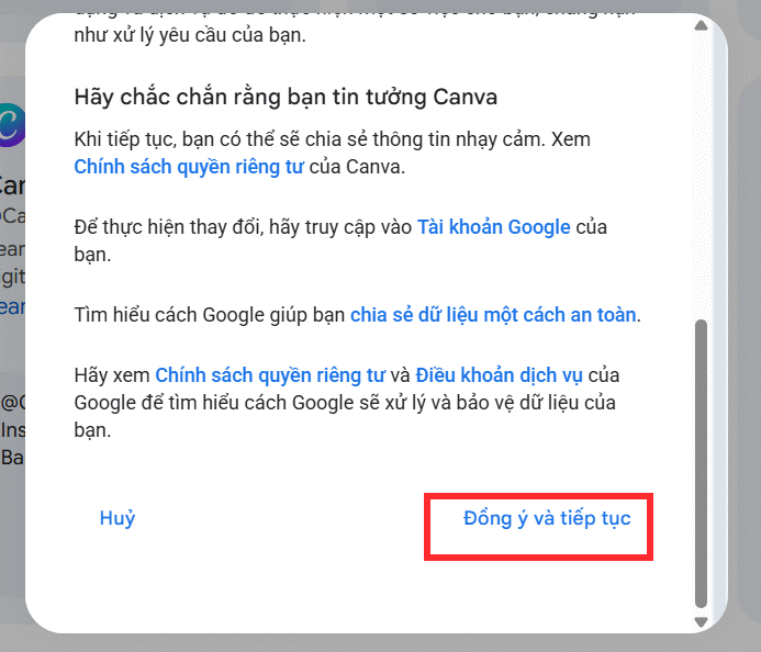 Cho phép truy cập Canva trên Gemini