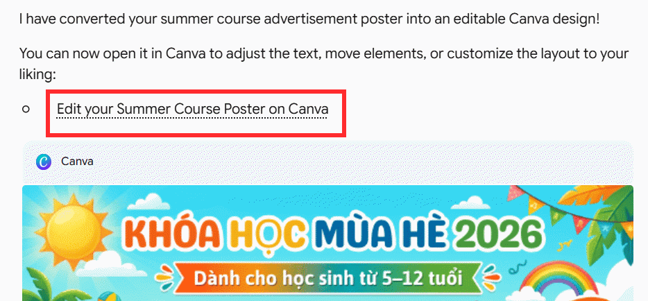 Truy cập chỉnh sửa ảnh bằng Canva trong Gemini