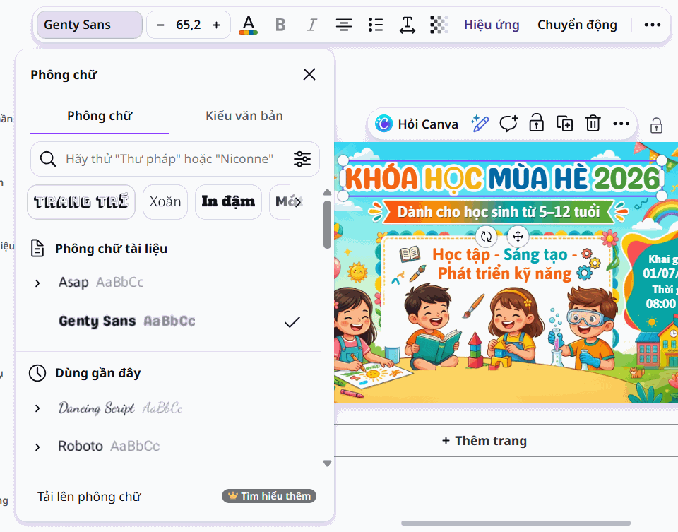 Giao diện chỉnh sửa ảnh bằng Canva trong Gemini