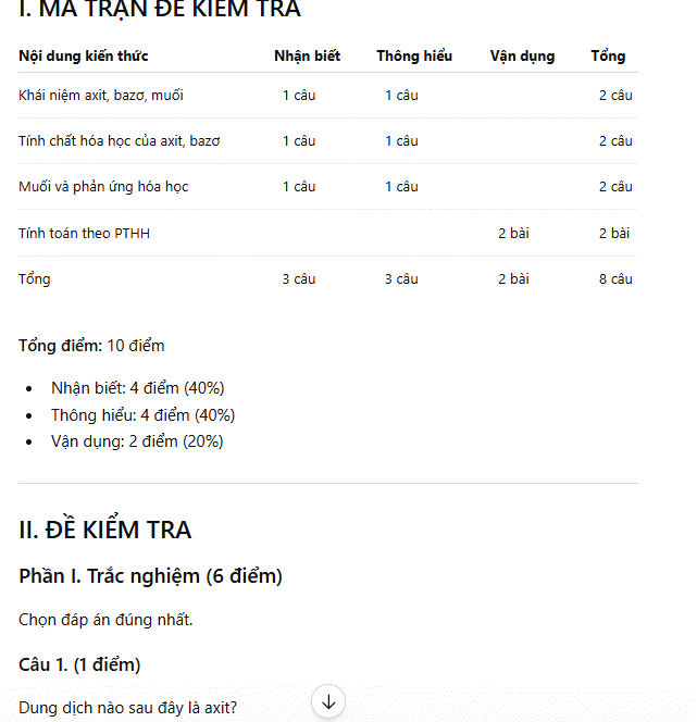 Prompt tạo đề kiểm tra ChatGPT