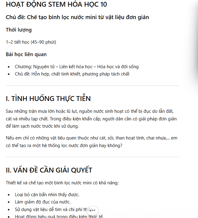 Thiết kế hoạt động STEM môn Hóa 