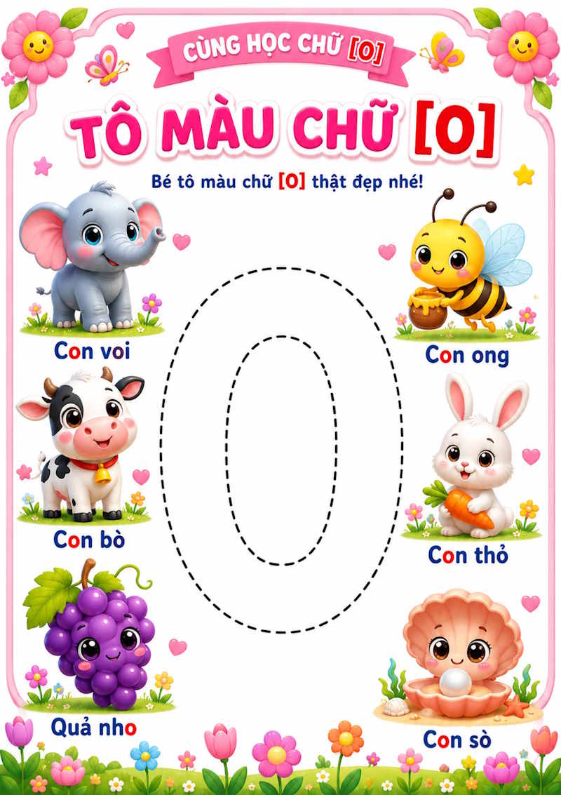 Tạo tranh tô màu chữ O