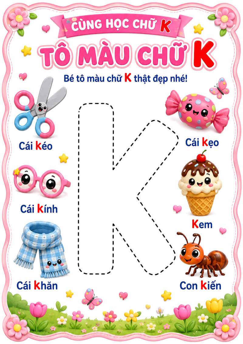 Tạo tranh tô màu chữ K