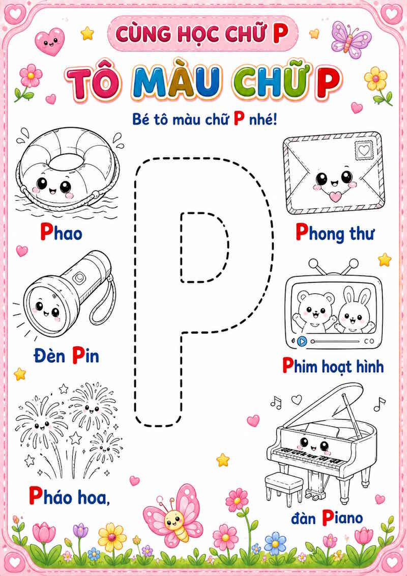Tạo tranh tô màu chữ P