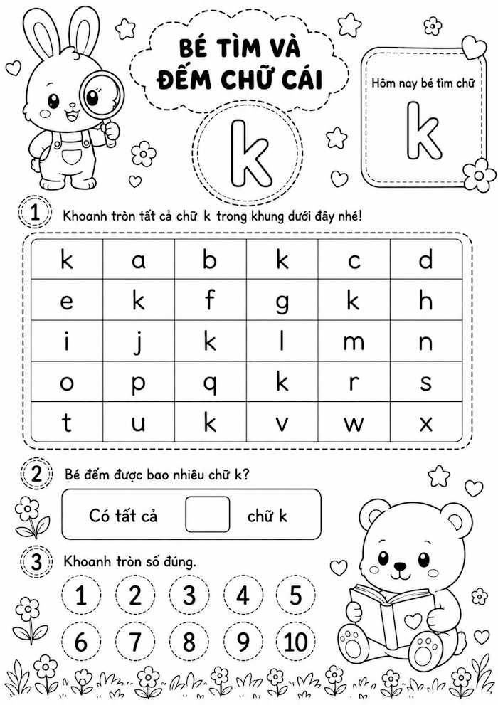 Tìm chữ cái k