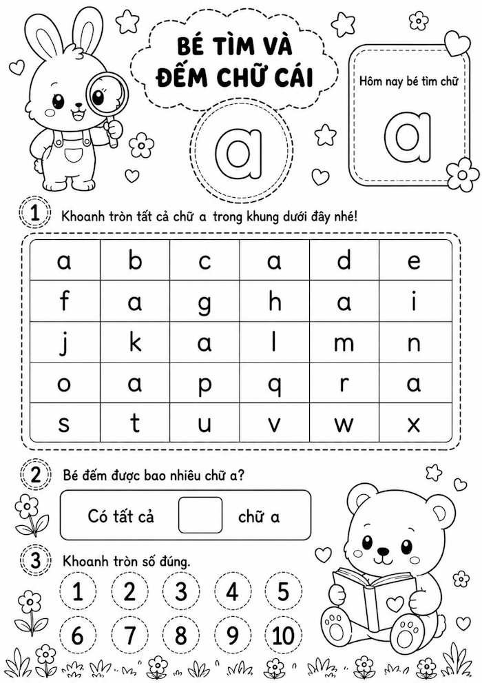 Tìm chữ cái a