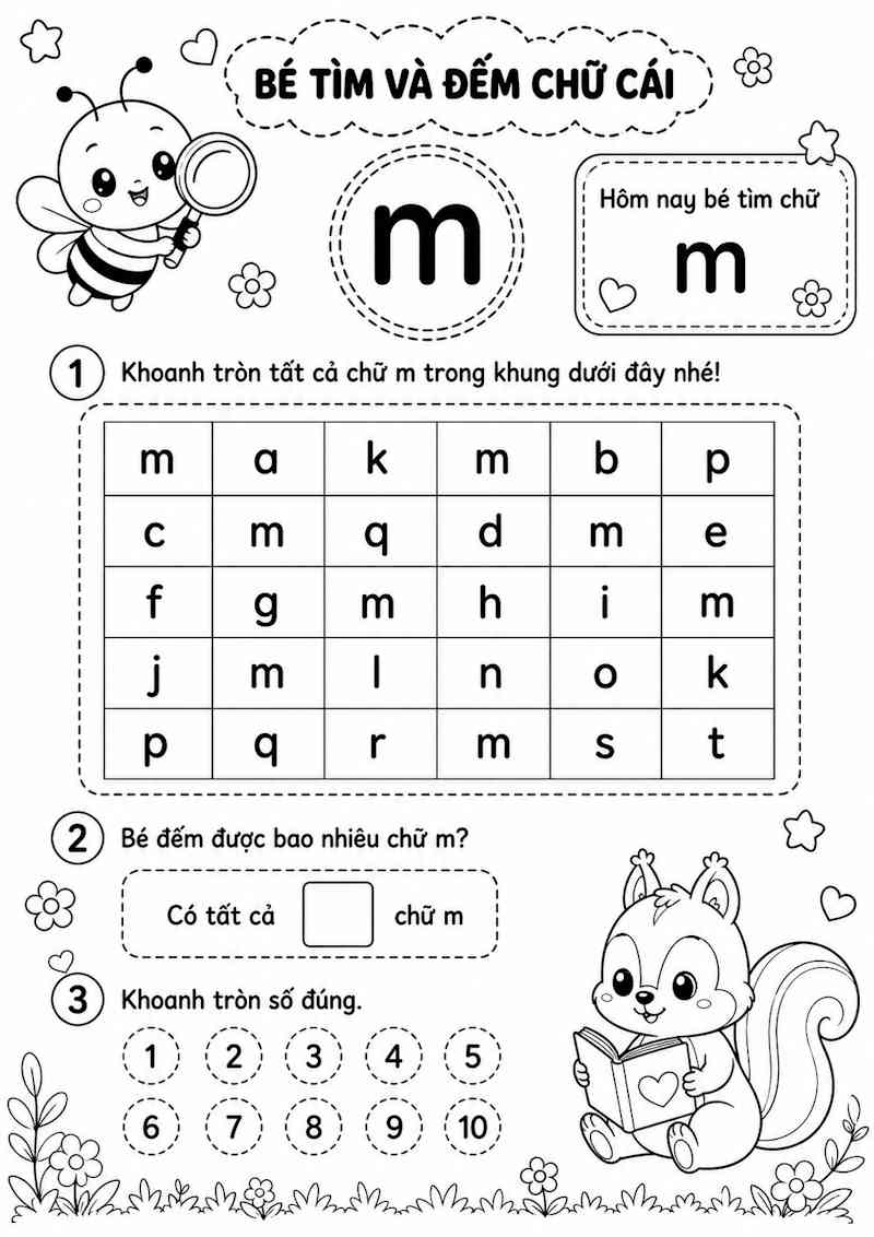 Tìm chữ cái m