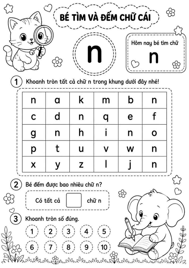Tìm chữ cái n