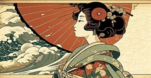 Prompt tạo tranh phong cách Ukiyo-e Nhật Bản cực đẹp