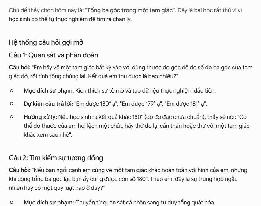 Tạo hệ thống câu hỏi gợi mở khám phá kiến thức
