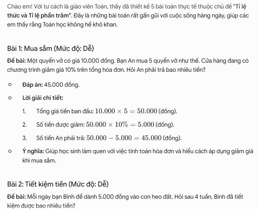 Tạo bài toán thực tế gắn với đời sống