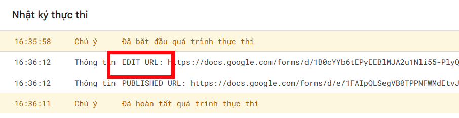 Link chỉnh sửa Google Form