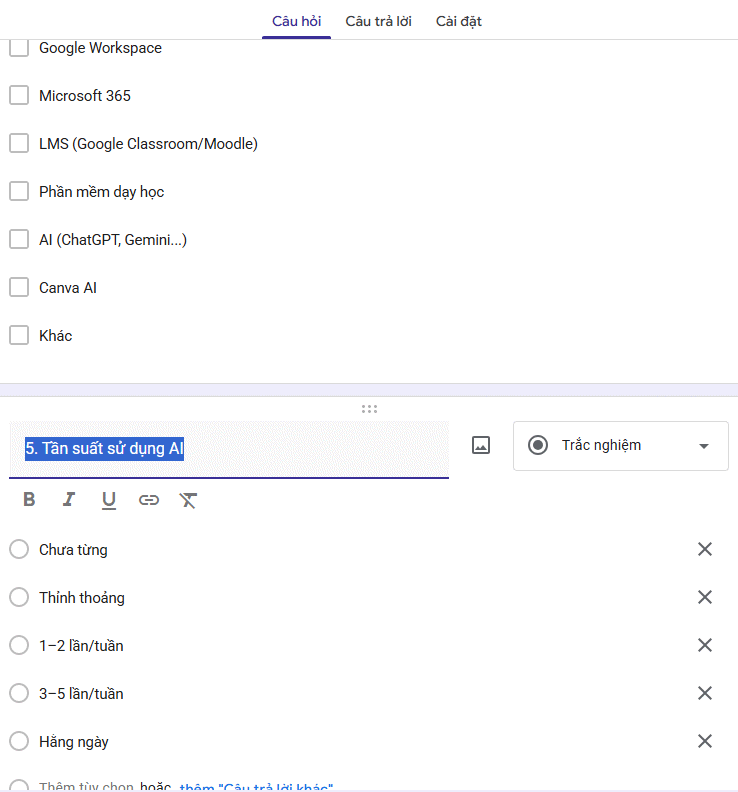 Chỉnh sửa Google Form