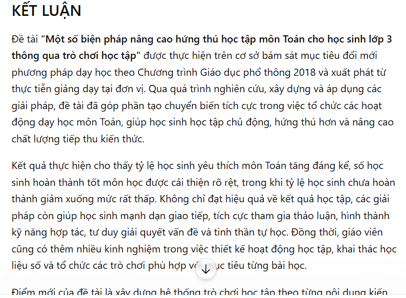 Câu lệnh viết phần Kết luận SKKN
