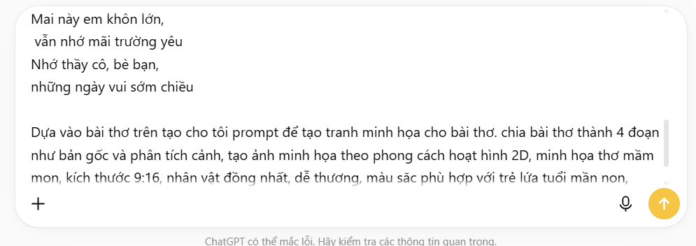 Lệnh tạo ảnh minh họa bài thơ