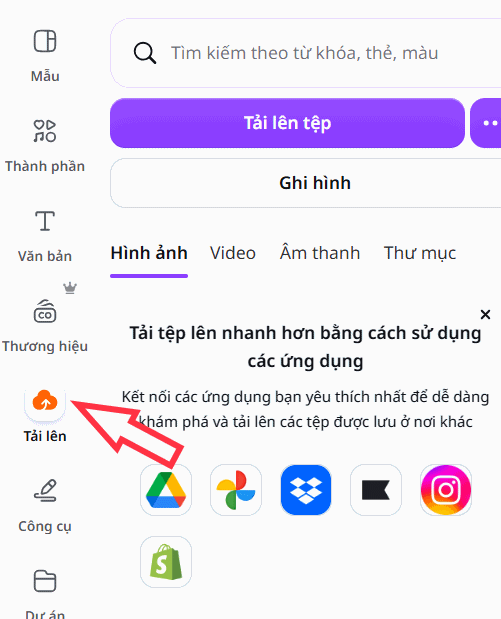 Tải ảnh minh họa lên Canva