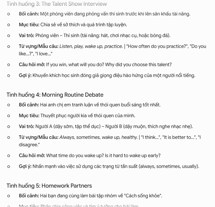 Câu lệnh tạo hoạt động Role-play trên lớp