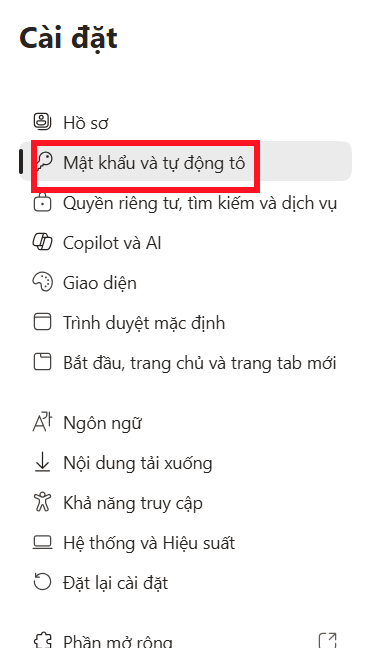 Cài đặt trên Edge 