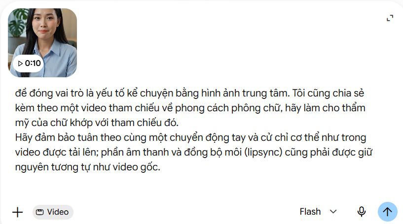 Câu lệnh edit video trên Gemini