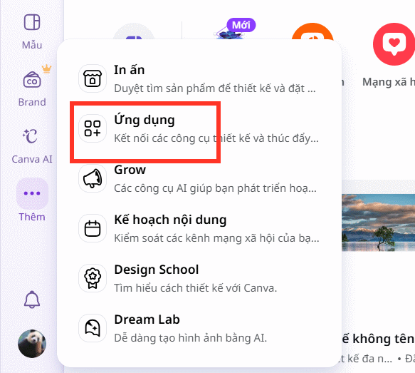Ứng dụng trên Canva