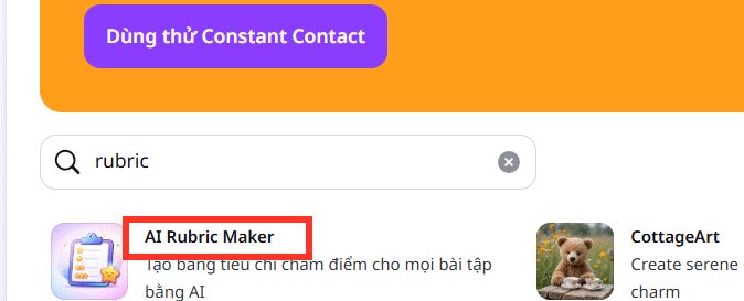 Ứng dụng AI Rubric Maker trên Canva