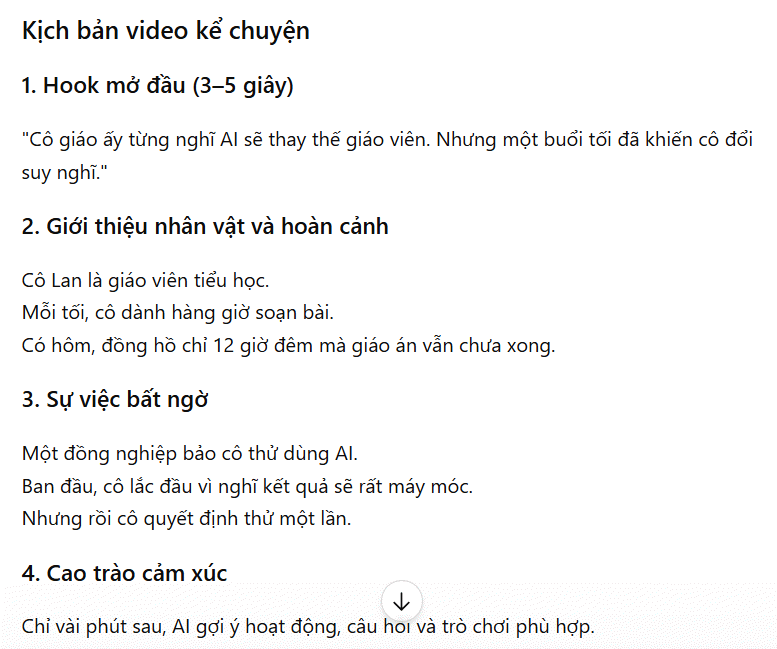 Câu lệnh viết một kịch bản video Facebook