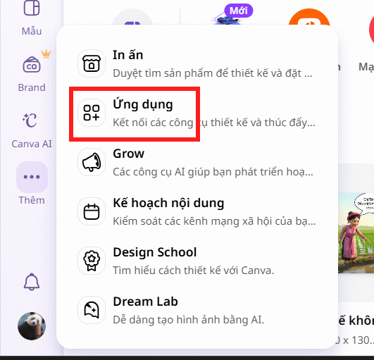 Ứng dụng trên Canva