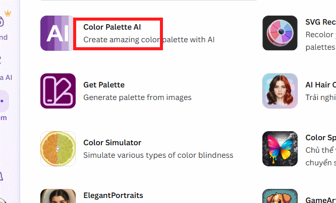 Dùng Color Palette AI trên Canva