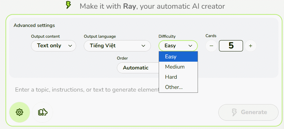 Nội dung tạo bằng AI cho Line Up Educaplay
