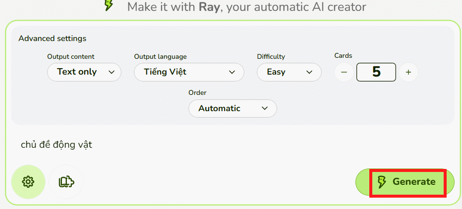 Tạo hoạt động Line Up Educaplay