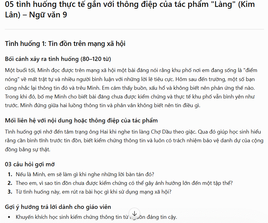 Tạo tình huống từ tác phẩm