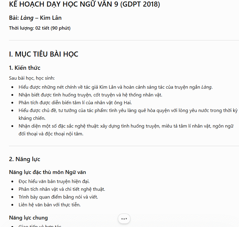 Kế hoạch bài giảng