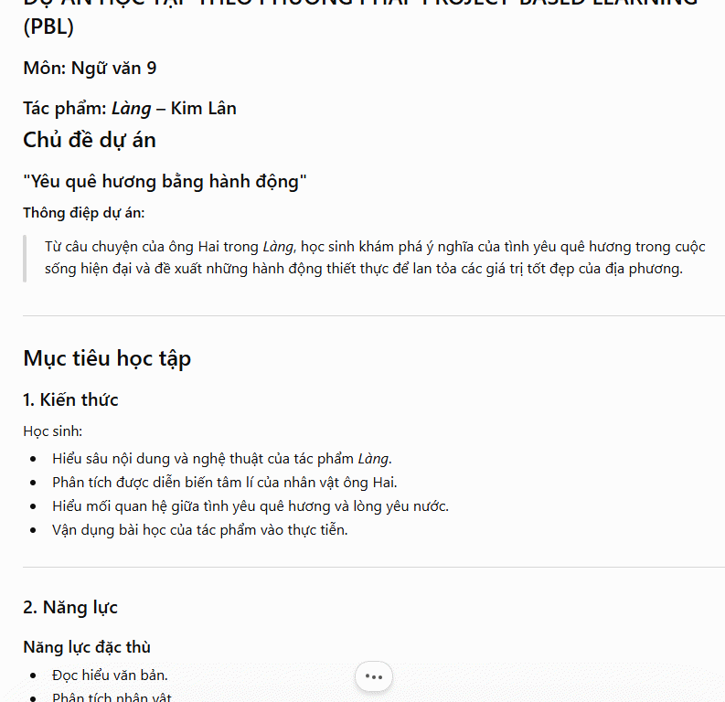 Xây dựng dự án học tập theo Project-Based Learning