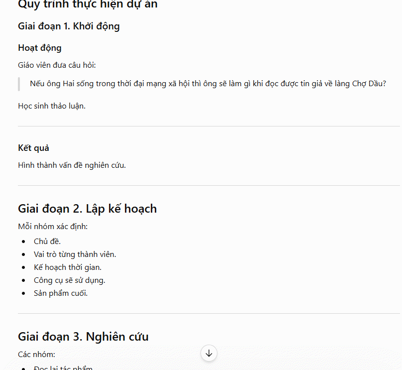 Tạo dự án theo Project-Based Learning