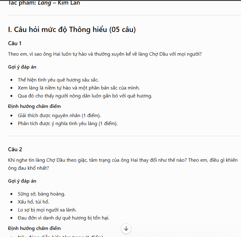 Câu hỏi về tác phẩm
