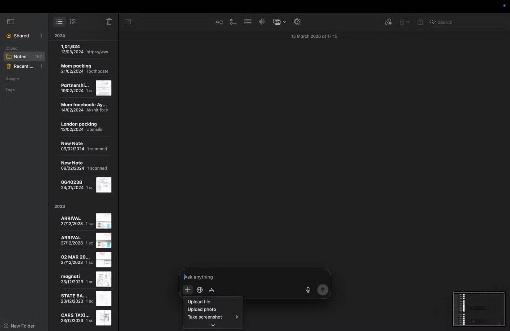 Tùy chọn Upload trong cửa sổ ChatGPT