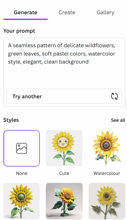 Mô tả họa tiết cho PatternedAI trên Canva