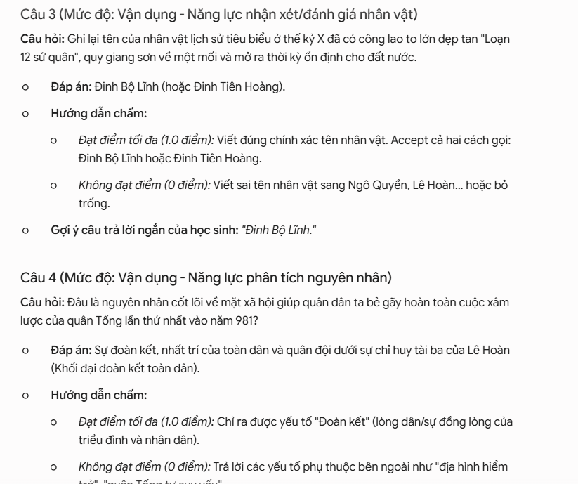 Phần III trong đề kiểm tra
