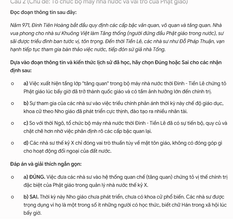 Thiết kế phần II đúng sai