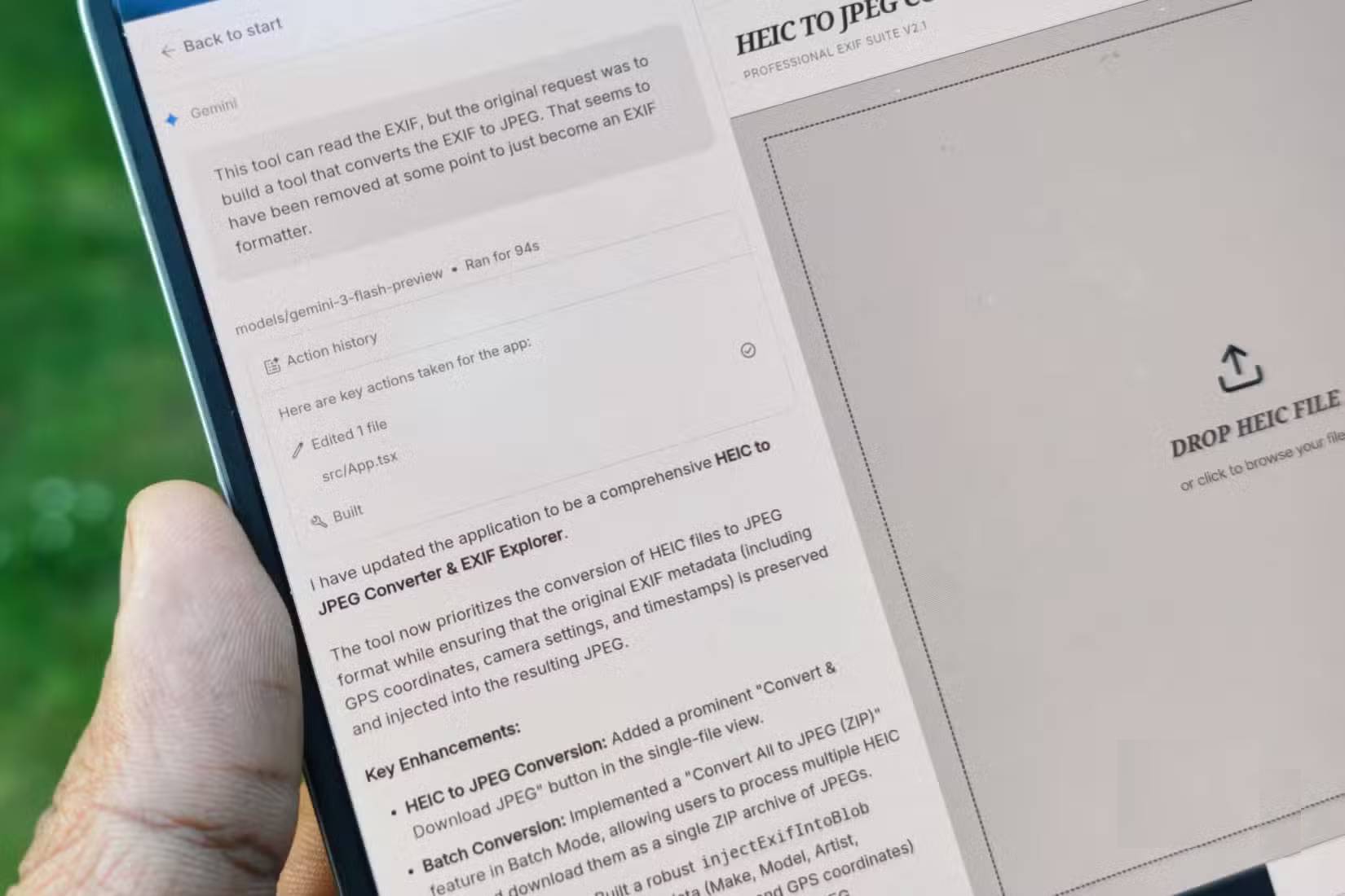 Kết quả tìm kiếm Google AI Studio: Chuyển đổi HEIC sang JPEG trên Oppo Find N6
