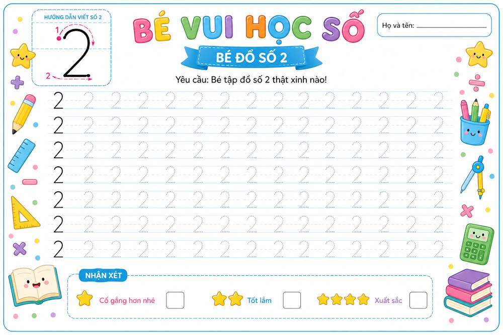Tạo worksheet tập tô số