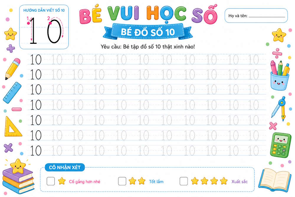 Tập tô số cho bé