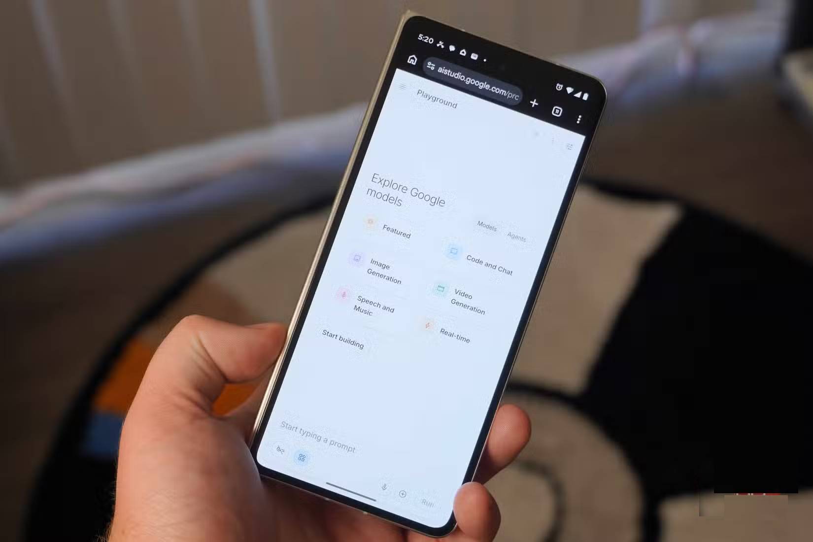 Google AI Studio on Motorola Razr Fold