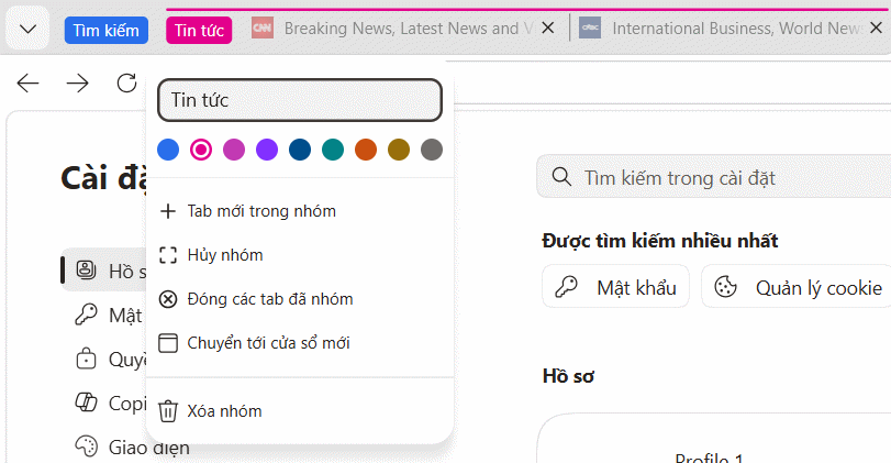 Cách tự động sắp xếp các tab bằng AI trên Edge