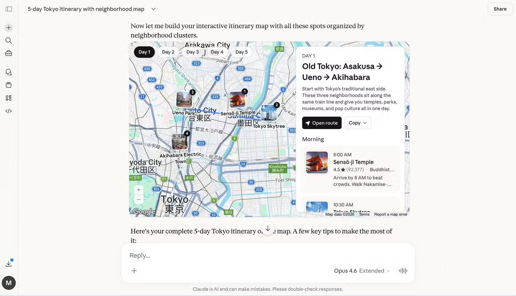 Tiện ích bản đồ Google Maps Tokyo do Claude tạo