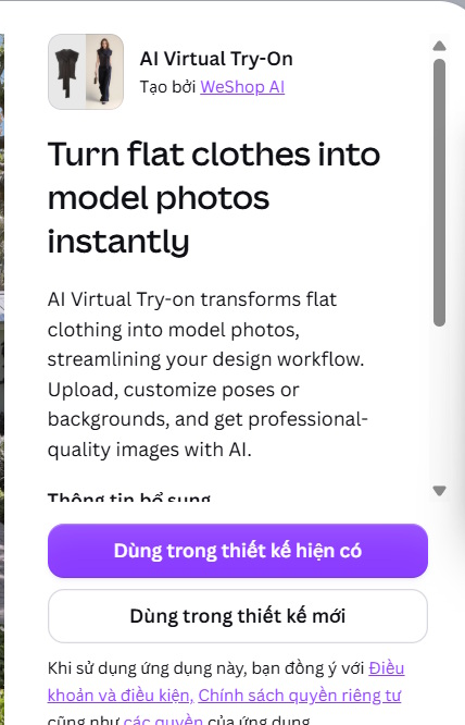 Sử dụng AI Virtual Try-On trên Canva