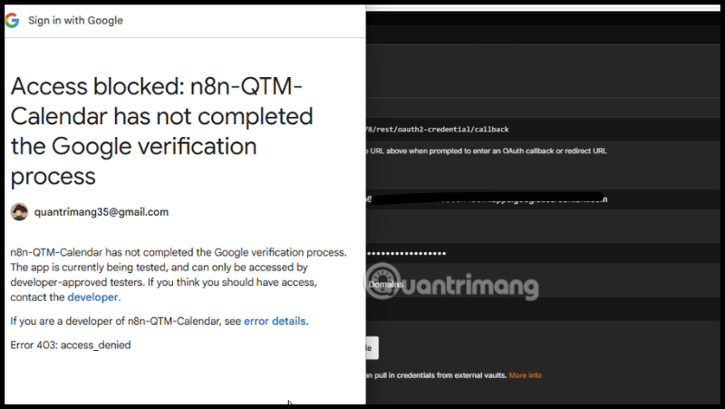 tích hợp google lịch vào n8n