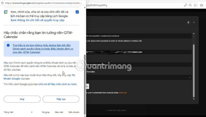 thêm google lịch vào n8n